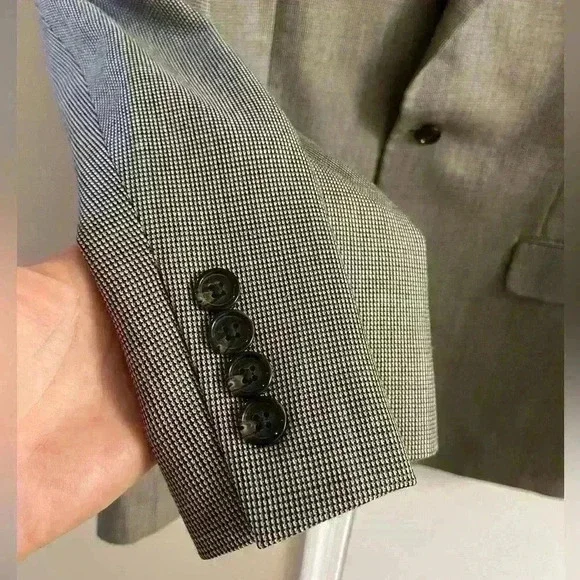 Ralph Lauren silk/wool blend blazer beige/black button front. Sz 44 L - Picture 5 of 8